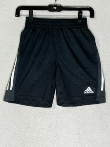 Adidas Charcoal Black White 3 Stripes Athletic Sweat Shorts Youth Size S/P - Picture 1 of 6