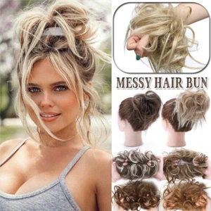 THICK X-LARGE Messy Bun Hair Piece Scrunchie Tousled Updo Wrap Hair Extensions - Picture 1 of 49