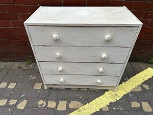 Modern Chest Of Drawers 3 Drawers Upcycled Shabby Chic Off White - Picture 1 of 7