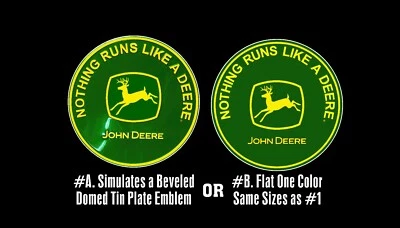 Calcomanía adhesiva John Deere vintage años 50 histórica redibujada biselada o emblema plano Foto 1 de 4