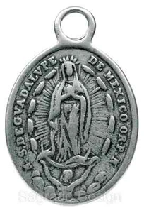Medaglia GUADALUPE / CRISTO IN CROCE CON ANGELI, argento fuso da antico originale - Foto 1 di 2