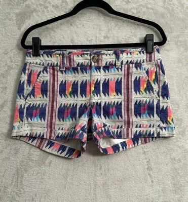 Pantalones Cortos American Eagle Midi Azteca Tribal Arco Iris Puños Elastizados Talla 6 Foto 1 de 4