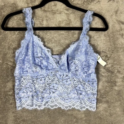 Bralette Aerie Mujer L Azul Claro Encaje Cuello en V Dobladillo Festoneado Romántico Foto 1 de 4