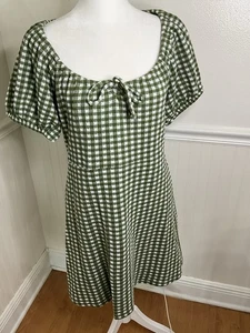 MADEWELL grünes kariertes Midikleid mit Gingham-Muster Cottagecore Damen Größe M - Bild 1 von 8