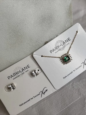 Park Lane Twinkle Necklace Emerald Green Gold Tone Petite & Princess Cut Cz Ear - Image 1 of 4