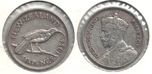 6 peniques de plata de Nueva Zelanda 1934 -- Una moneda de buen aspecto en estado bastante bueno+ - Excelente estado - Imagen 1 de 1