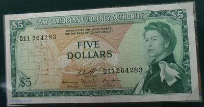(FR1) East caribbean, CARAÏBES 5 DOLLARS P.14h2 NEUF UNC, D11264283 AMC0280 - Photo 1/2