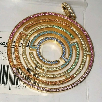 Colgante genuino Thomas Sabo chapado en oro amarillo de 18k coloridas piedras laberinto PVP £450 Foto 1 de 4
