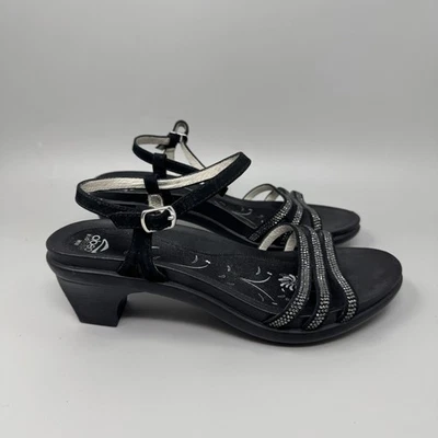 Abeo Bio System Grace Sandals Women Size 9 Black Suede & Leather Rhinestones - Image 1 of 4