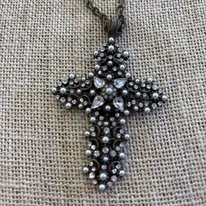 Collar Colgante Cruz Diamantes de Imitación Perla Estrás Dulce Romance De Colección Nuevo Sin Etiquetas - Imagen 1 de 7