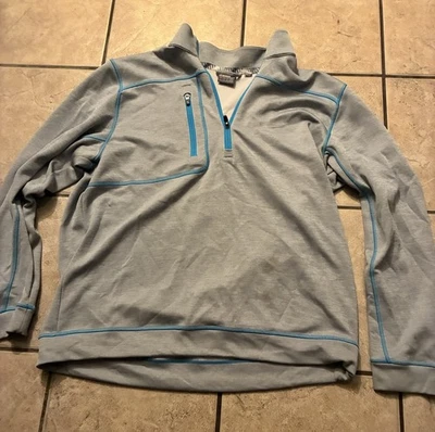Suéter grande gris/azul con cremallera de cuarto de golf Puma para hombre Foto 1 de 4
