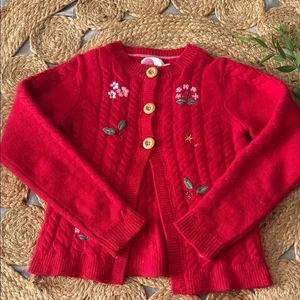 MINI BODEN bestickte Strickjacke mit Zopfmuster rot. Größe 11-12y - Bild 1 von 7