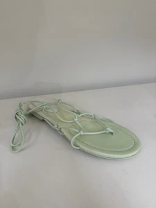 Sandali alla caviglia Lanvin nuovi con scatola in pelle verde allacciato scarpe basse S 6 - Foto 1 di 3