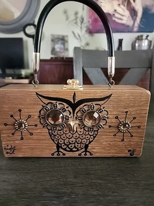 Enid Collins Original Nachteule Holz Box Tasche von Collins of Texas Vintage - Bild 1 von 22