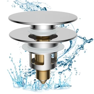 All Metal 2 in 1 Bathroom Sink Stopper, Universal Pop Up Drain Strainer, Bras... - Picture 1 of 9