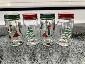 Mason Spice Jars Set of 4 Christmas Tree & Nutcracker 2.8oz Cinnamon,Sprinkles - Picture 1 of 4
