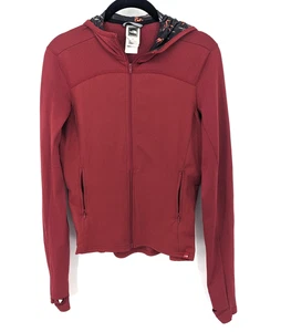 North Face Jacke Damen klein rot Kapuze durchgehender Reißverschluss Daumenlöcher Stretch Outdoor - Bild 1 von 14