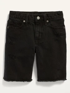 Old Navy Kids Gender-Neutral Non-Stretch Ripped Black Cut-Off Jean Shorts $27 - Picture 1 of 1
