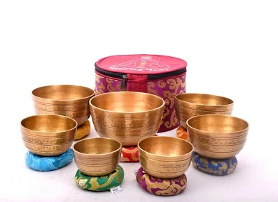 Singing Bowl Set of 7-Hand Beaten Set of 7-Sound Healing Set-Yoga Meditation Set - Image 1 of 4