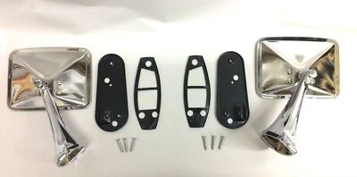 Par de espejos retrovisores exteriores cromados rectangulares cuadrados para camioneta Chevy 70 71 72 Foto 1 de 4