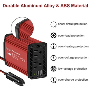 Red GELOO 300W Power Inverter DC 12V to 110V AC Car Inverter SGR-NX3011SK-6 NIB - Picture 1 of 4