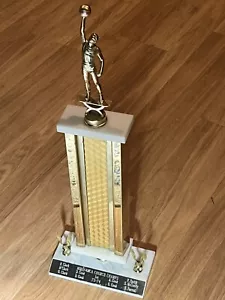 Vintage 1973 Basketball 21” Trophy YMCA Marble Base & Metal Figure Italy - Picture 1 of 12