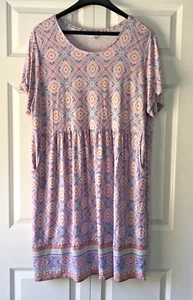 J. Jill Dress Size 3X T-shirt Pockets Comfy Casual Colorful Pattern Plus Stretch - Picture 1 of 16