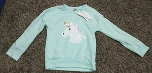 Warm & Cozy Girls Glitter Unicorn Sweatshirt Seafoam Green Size 4 - Picture 1 of 5