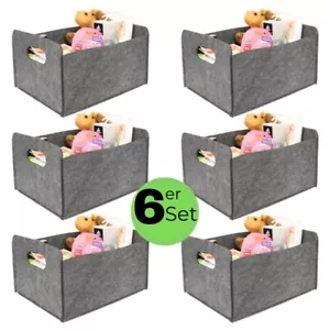 6x Aufbewahrungsbox faltbar Stoff Box Aufbewahrungskorb Filzkorb grau klein - Bild 1 von 7