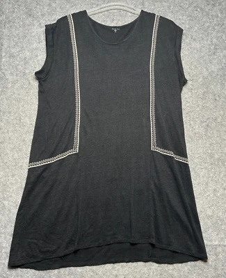 Vestido Granate Hill Mujer XL Negro Lino Orgánico Cambio Bordado Claro *DEFECTUOSO Foto 1 de 4