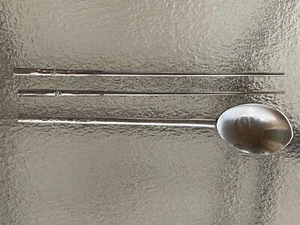 Sterling Silver Asian, Japanese, Chinese Chopsticks & Spoon - Picture 1 of 8