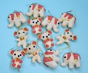12 Vintage Flocked mouse bear elephants Christmas Ornaments - Picture 1 of 2