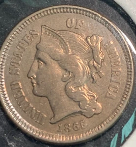 1865 3 cent nickel - Picture 1 of 3