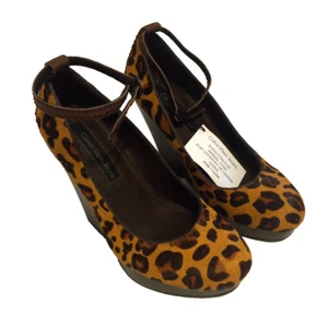 Zeppe Calvin Klein Harla marrone stampa leopardata, taglia 6,5M NUOVE CON SCATOLA - Foto 1 di 6