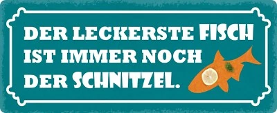 Blechschild 27x10cm gewölbt Leckerste Fisch Der Schnitzel Deko Geschenk Schild - Bild 1 von 4