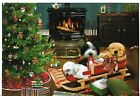 NEW LEANIN' TREE Christmas Card approx 6.75 x 4.75" w/ENV - Pups on a Sled 