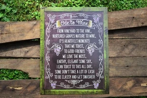 An Ode to Wine Tin Metal Sign - Vino - Vineyard - Home Decor - Drink - Funny - Picture 1 of 4