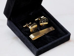 Initial Cuff Links & Tie Clasp Set - Picture 1 of 2