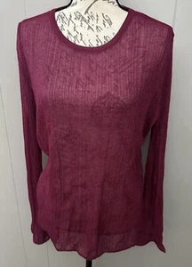 NWT Women's Future Collective Medium Deep Pink Shimmer Long Sleeve Stretch Top - Picture 1 of 5