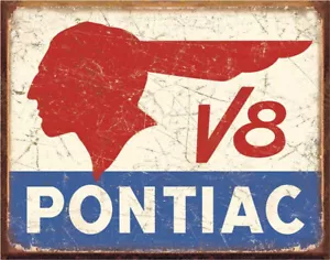Letrero metálico decorativo Pontiac V8 400mm x 320mm (de) - Imagen 1 de 1
