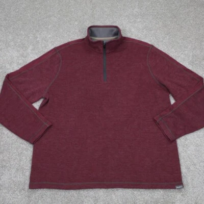 Eddie Bauer Sweatshirt Mens XL Red 1/4 Zip Cotton/Poly L/S Pullover q zip - Image 1 of 4