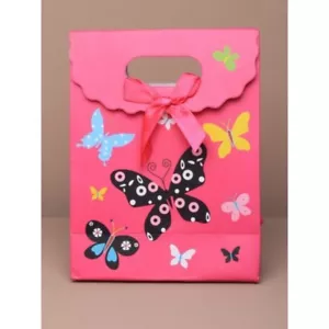 NEW 12 Pink butterfly touch fastening top gift box bag favour 12x16x6cm - Picture 1 of 1
