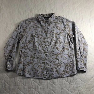 Eddie Bauer Blouse Women’s Size XL Blue Floral Collared Long Sleeve Dress Shirt - Picture 1 of 12