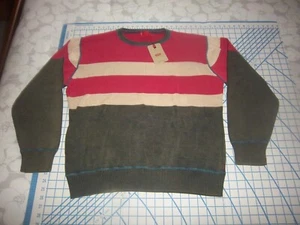MENS SMALL RUST/BEIGE/GRAY LEVIS PRE-WASHED CREWNECK COTTON SWEATER - NWT - Picture 1 of 4