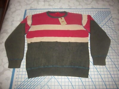 MENS SMALL RUST/BEIGE/GRAY LEVIS PRE-WASHED CREWNECK COTTON SWEATER - NWT - Image 1 of 4