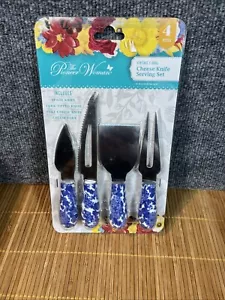 Juego de servir cuchillos de queso Pioneer Woman Heritage floral azul 4 piezas juego de charcutería - Imagen 1 de 2