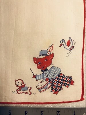 Pañuelo Pañuelo Cerdo Cordero Pato Tambor Antropomórfico De Colección Foto 1 de 3