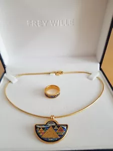 Original Kette und Ring von Frey Wille mit Motiv "Klimt" (Gold, Emaille) - Bild 1 von 7