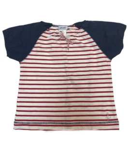 Jacadi Girl's Red/White Striped Short Sleeve T-Shirt Size 10 Years NWT - Picture 1 of 2