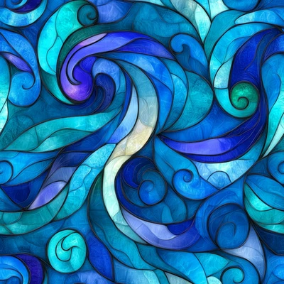 FOREVER CRAFTING UK Glasmalerei Wellen! 100% Baumwollstoff NEUES Design: Meterware/Fett/lange Viertel nähen